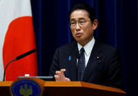 FILE PHOTO: Japan's Prime Minister Fumio Kishida speaks at a press conference in Tokyo