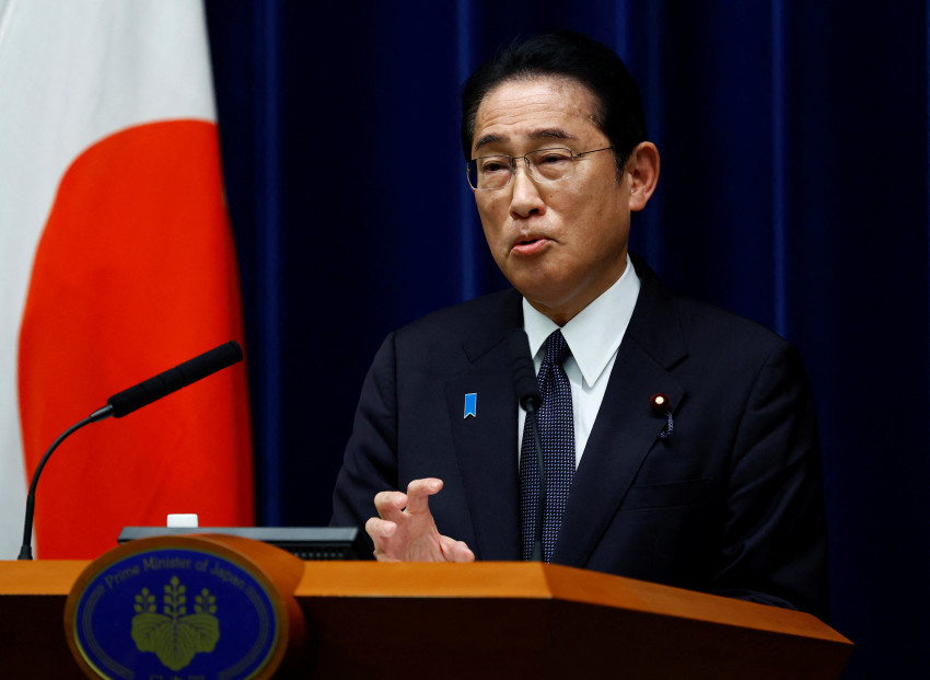 FILE PHOTO: Japan's Prime Minister Fumio Kishida speaks at a press conference in Tokyo